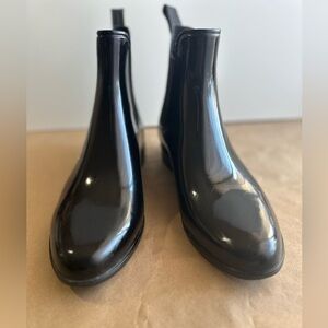 Sam Edelman Black Tinsley Patent Leather Rain Boots